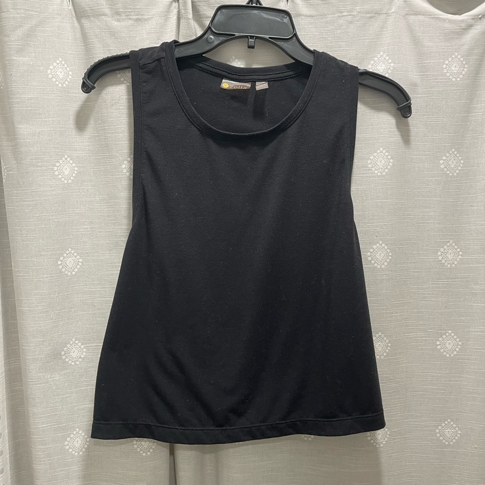 Zella Black Tank Top with Athletic Crew Neck